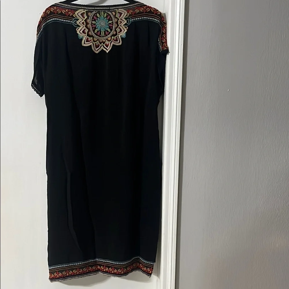 Johnny was Black Dress with Colorful Embroidery